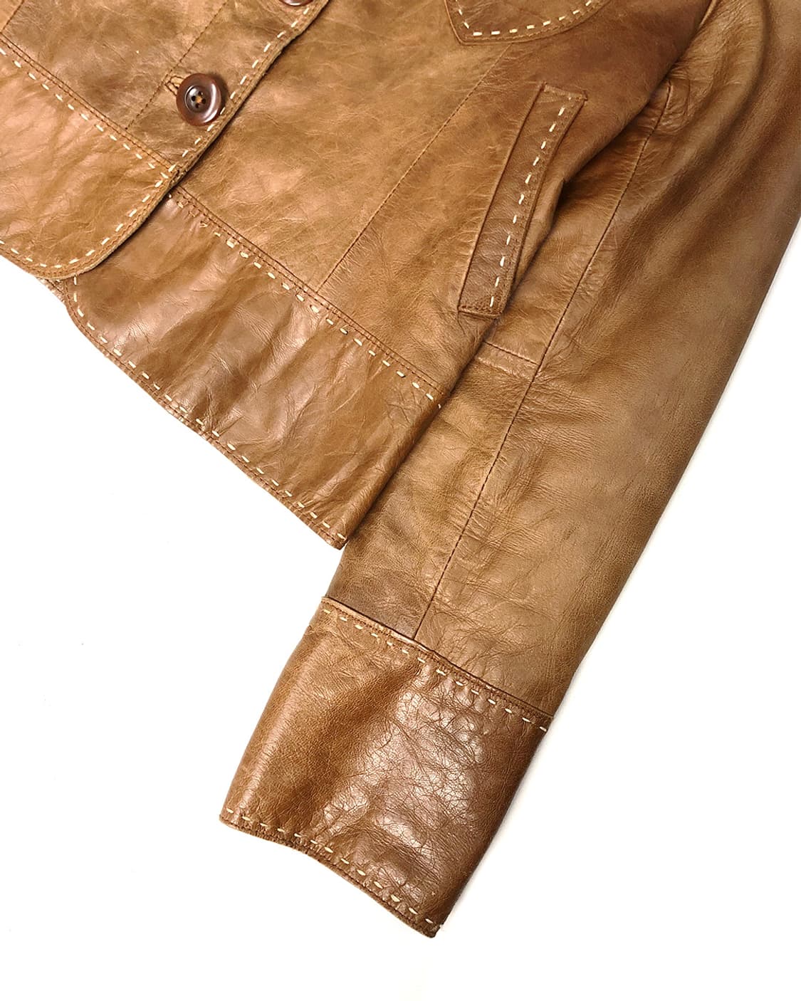 Vintage 브라운 스티치 양가죽 자켓 상품이미지5