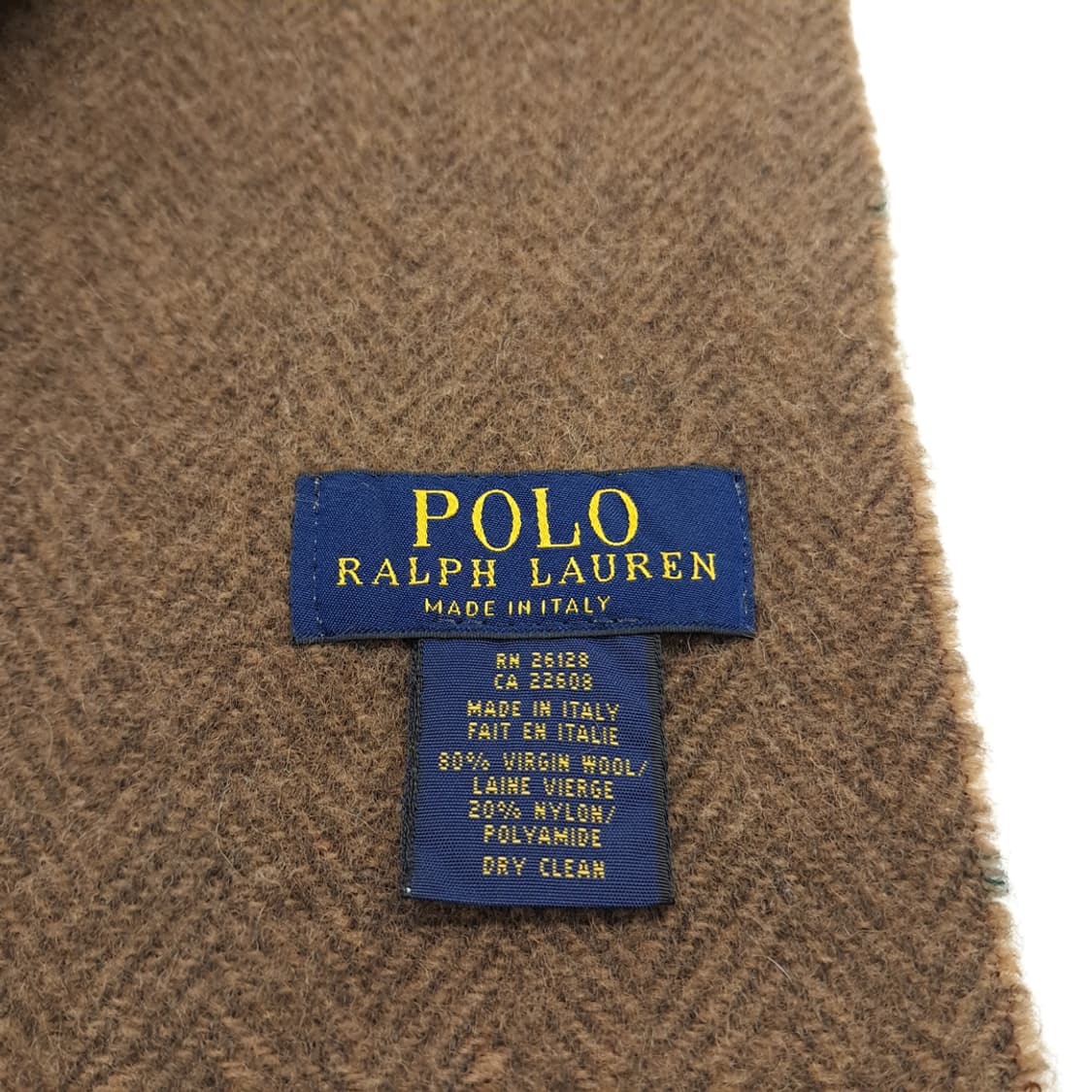 MX221 폴로 랄프로렌 브라운 체크 헤링본 버진울 양면 목도리 머플러 상품이미지5