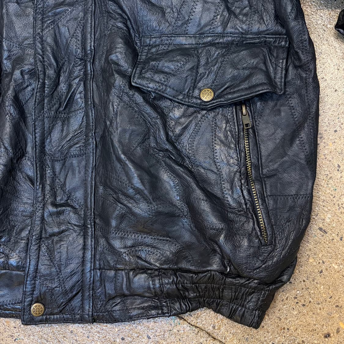 90s USA 빈티지 패치워크 버펄로 가죽자켓 상품이미지5