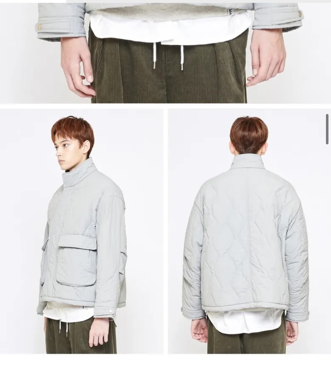 어반디타입 오버핏 퀼팅 블루종_라이트그레이 상품이미지8