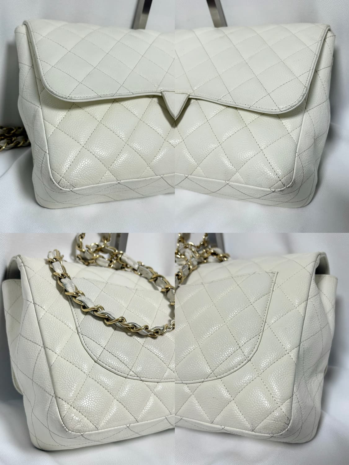 샤넬 클래식 라지 캐비어 화이트 상품이미지3