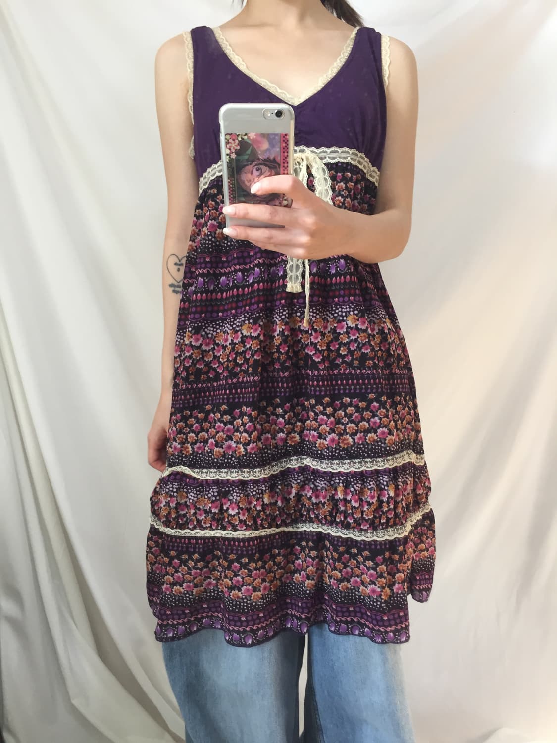 레이스 꽃무늬 레이어드 원피스 상품이미지5