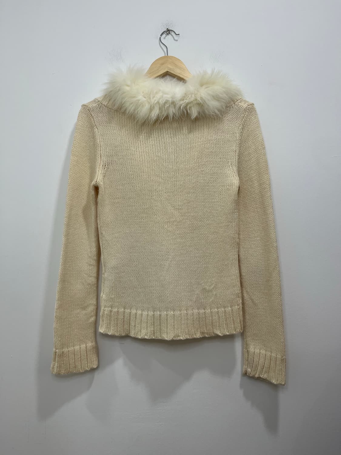 일본 빈티지 갸루 화이트 퍼 니트 가디건 상품이미지6