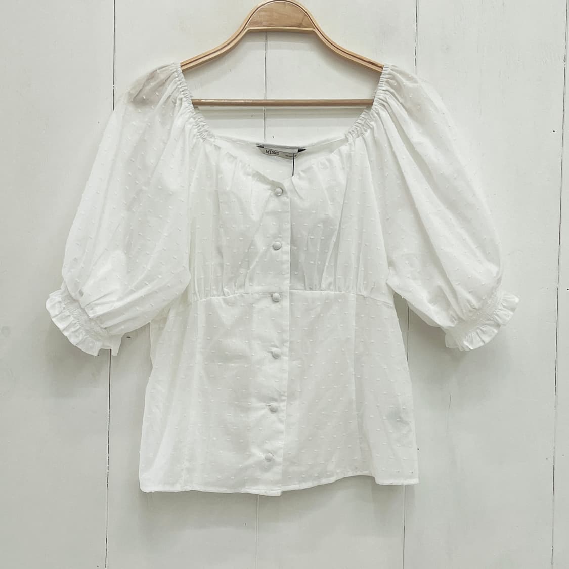 미쏘(MIXXO) 스퀘어넥 퍼프 셔링 블라우스 상품이미지2