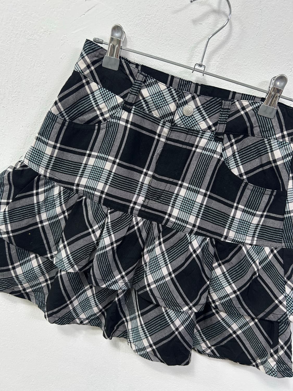 블루 민트맛 체크 퍼프 스커트 상품이미지6