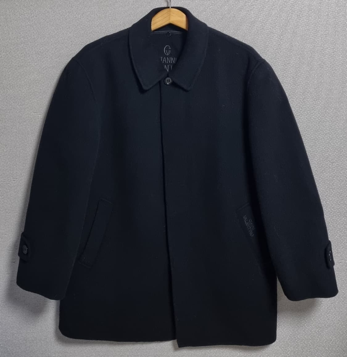 오버핏 M (95) 지아니 발렌티노 블랙 울혼방 코트 상품이미지1