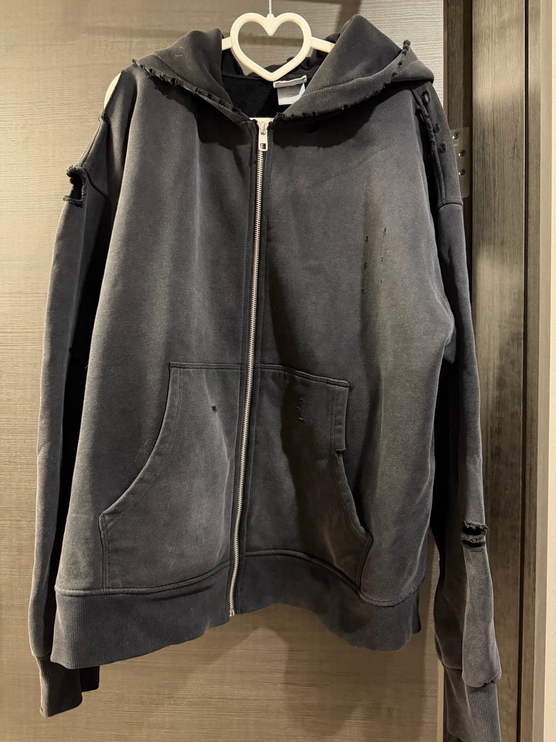 세인트 미카엘 데미지 집업 파카 블랙 XL 상품이미지2