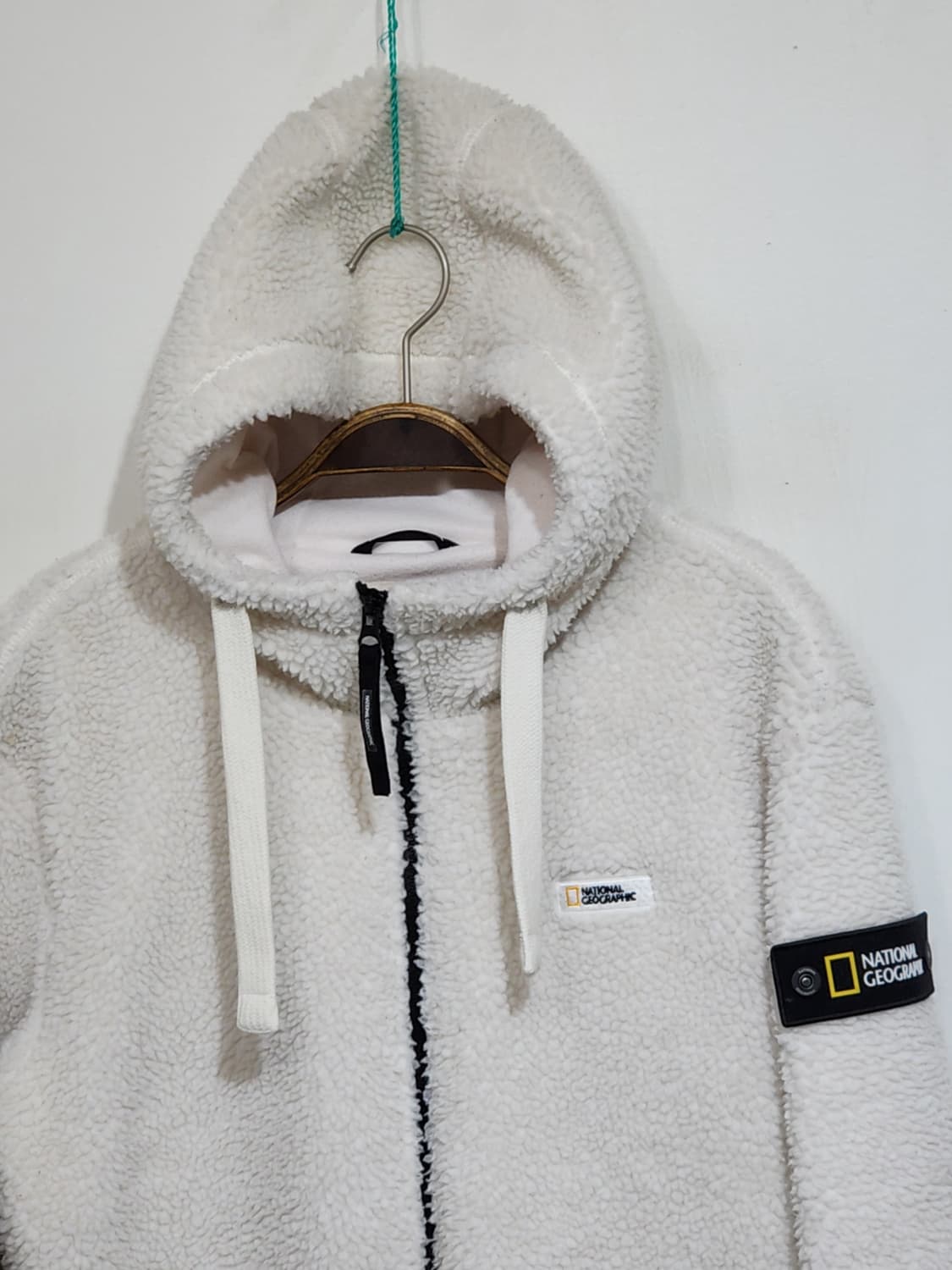 (L) 내셔널지오그래픽 플리스 점퍼 아이보리 뽀글이 와펜 후리스 자켓  상품이미지2