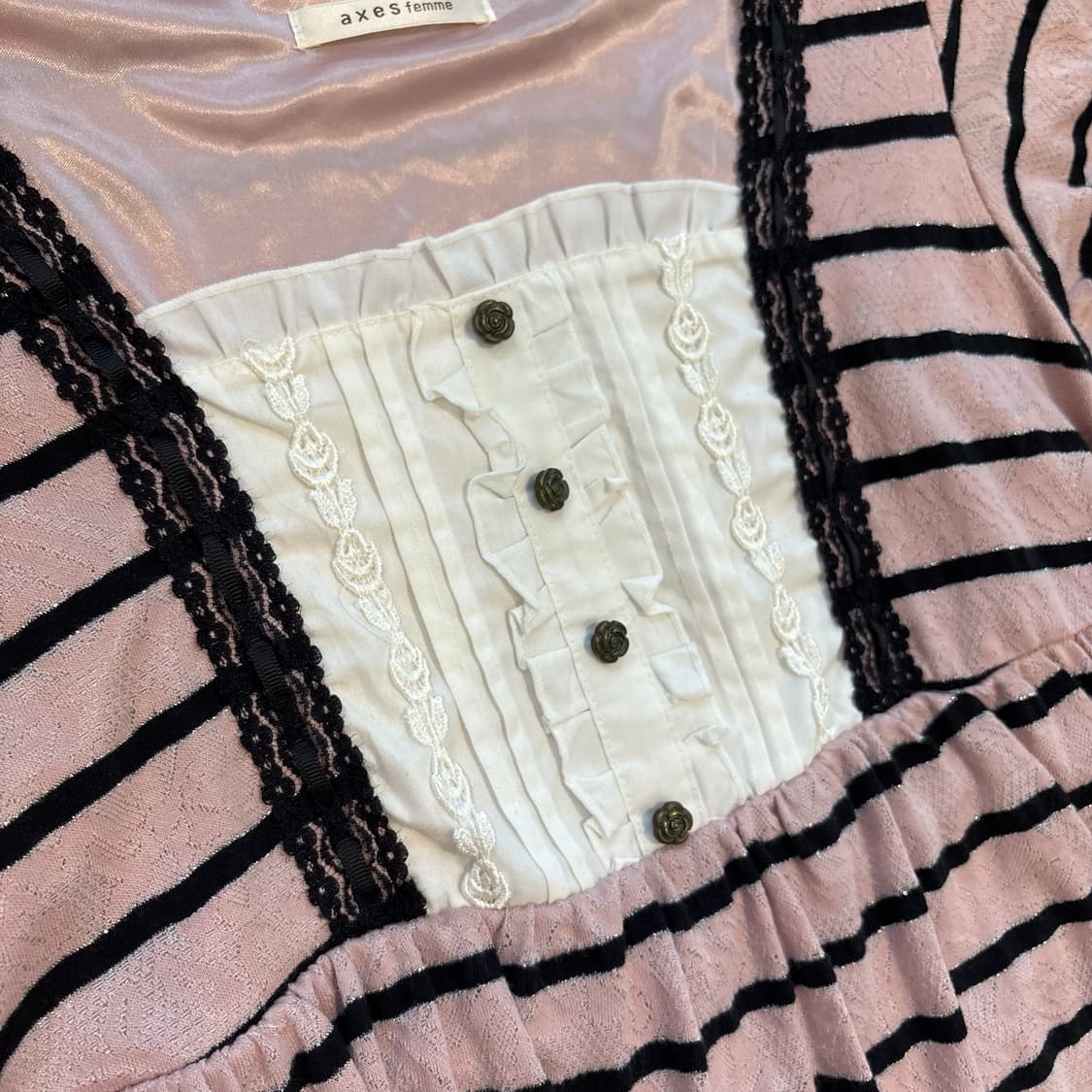 엑시즈팜 베이비돌 스트라이프 연핑크 원피스  상품이미지2