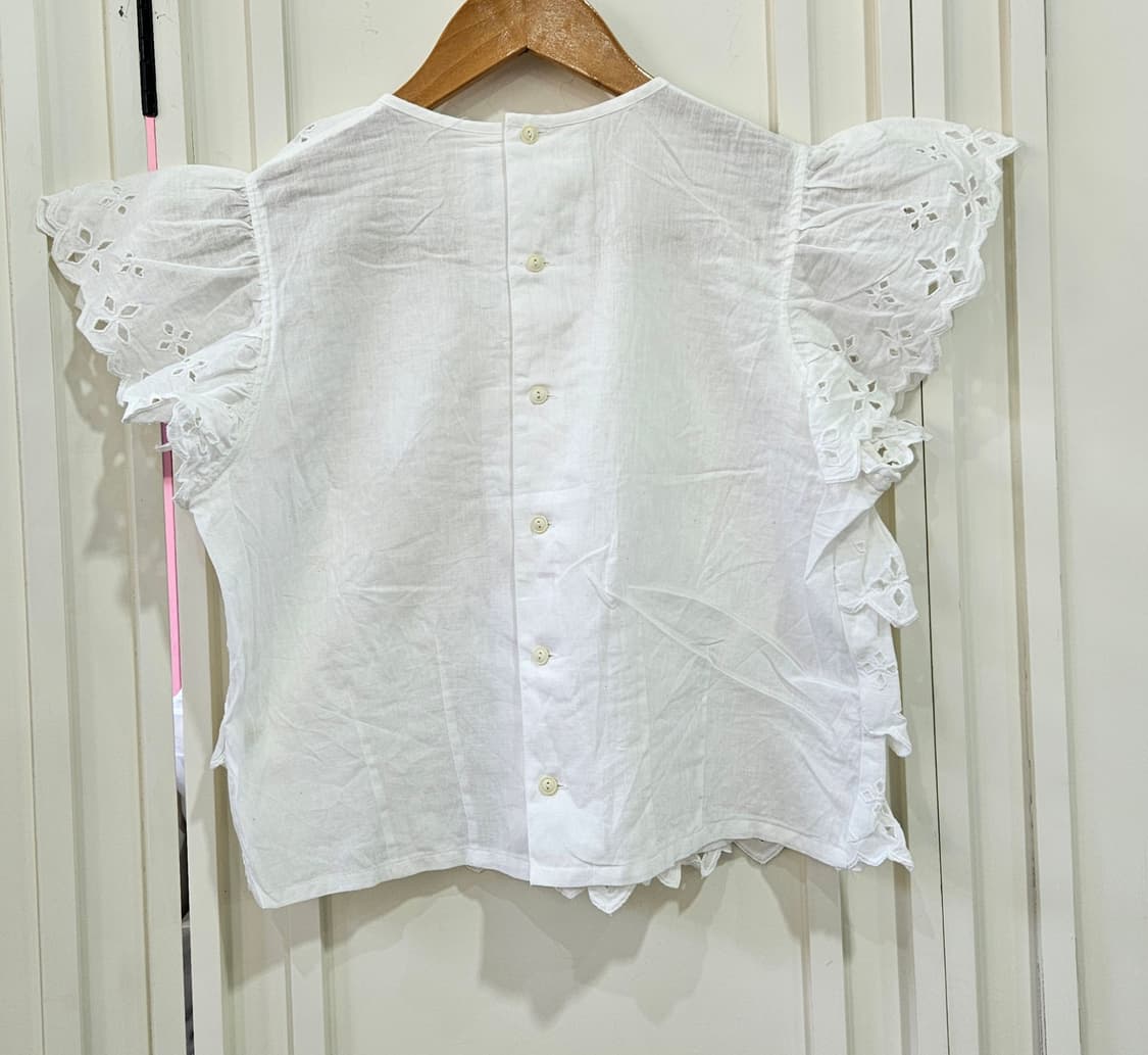 코튼 린넨 펀칭 프릴 블라우스 상품이미지5