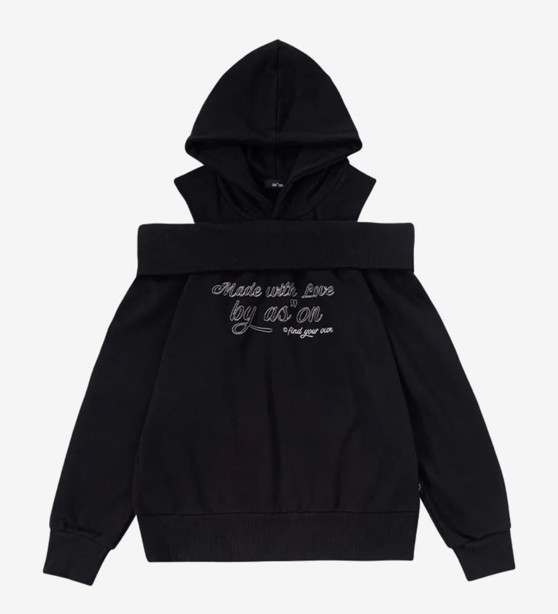 애즈온 키코 오프숄더 후드티 블랙 색상 상품이미지5