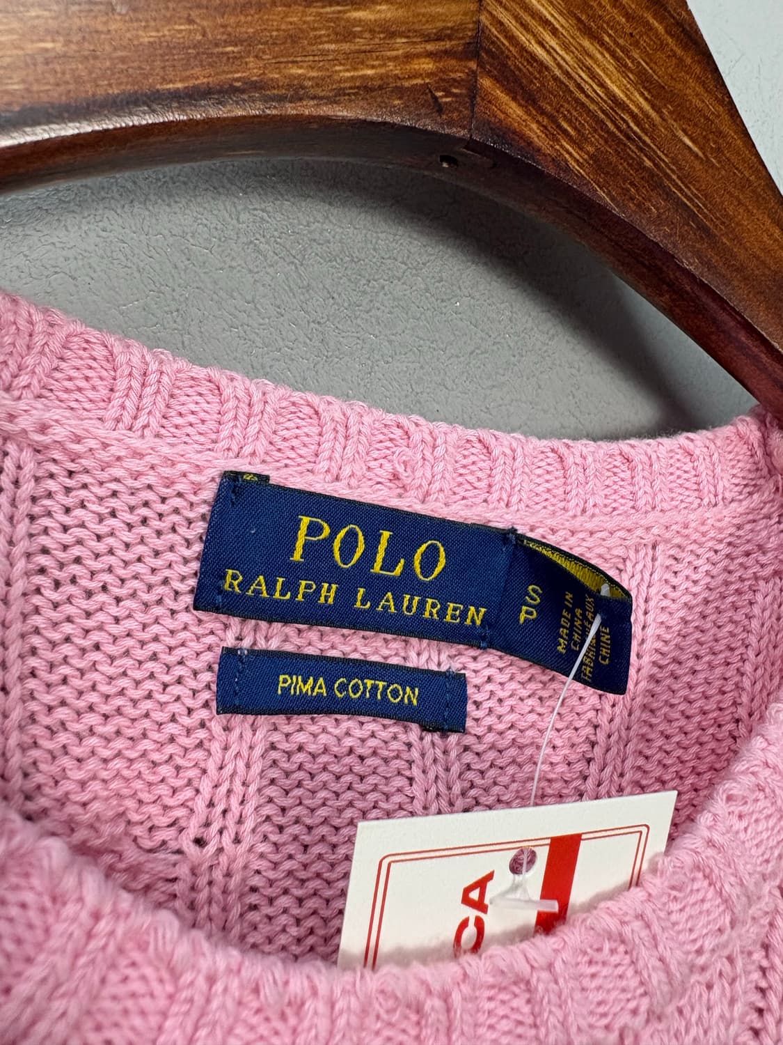 폴로랄프로렌 포니로고 핑크 피마코튼 케이블 반팔 니트 A2953 상품이미지5