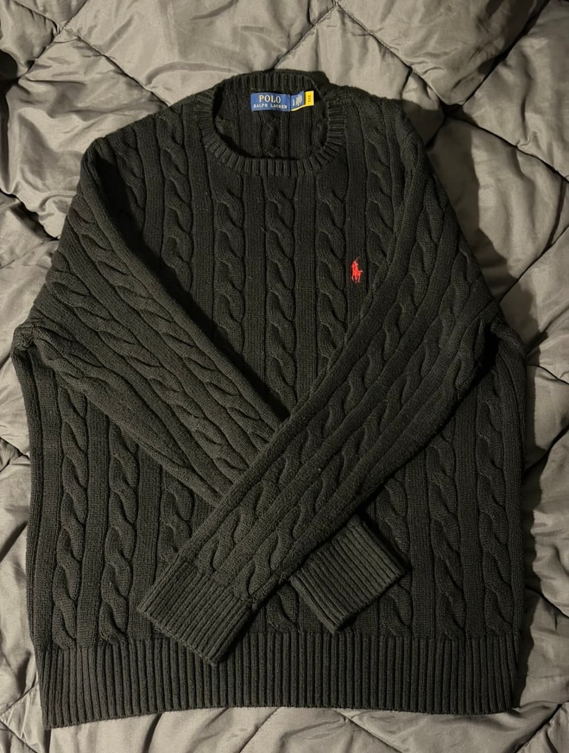 폴로 랄프로렌 남성 케이블(꽈배기)니트 블랙 L 상품이미지1