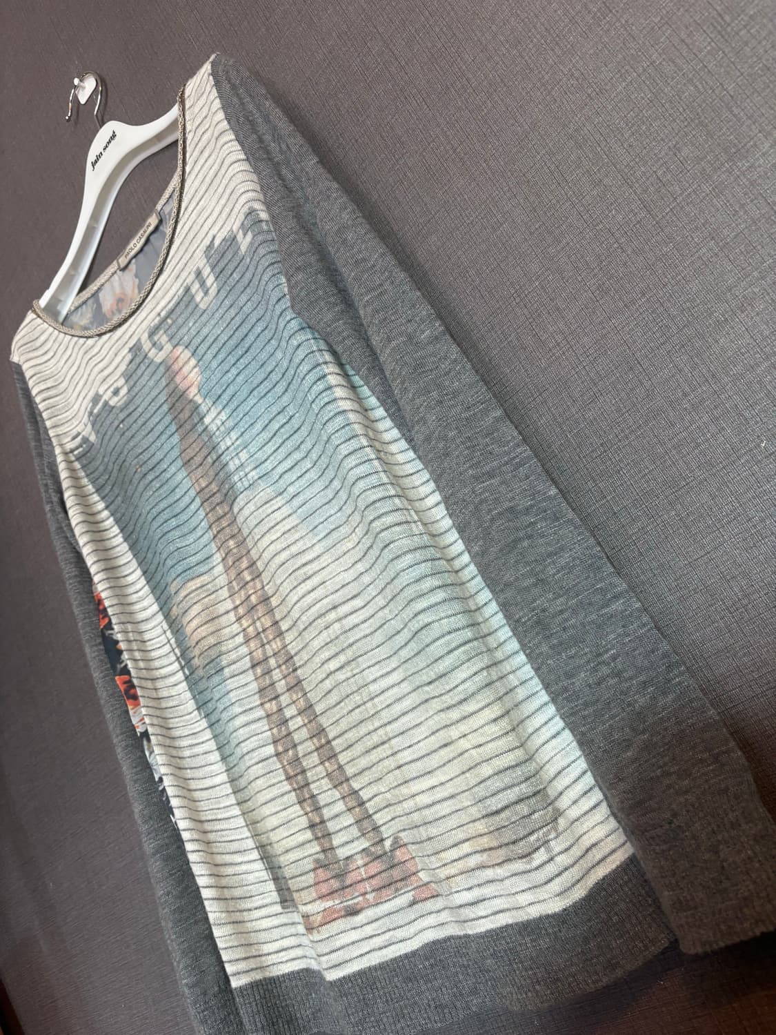 파올로 까사리니 PAOLO CASALINI 여성 회색 꽃무늬 티셔츠 상품이미지3