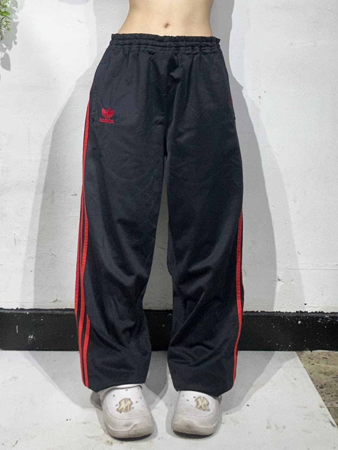 80s 아디다스 블랙 와이드 파이어버드 트레이닝 팬츠 추리닝 바지 M 상품이미지2