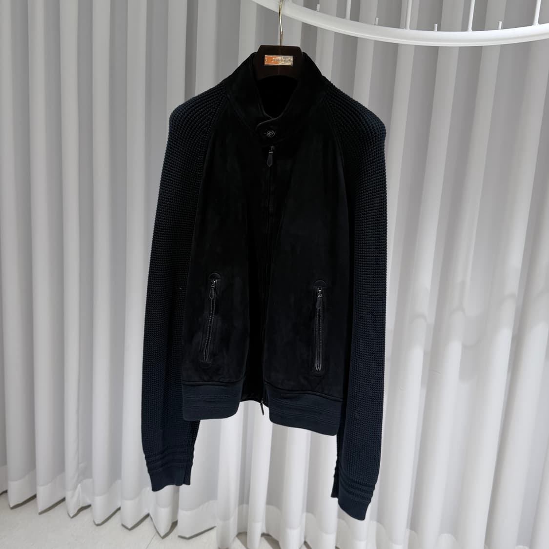 (A+/58) / 톰포드 스웨이드 니트 집업 블랙 상품이미지2