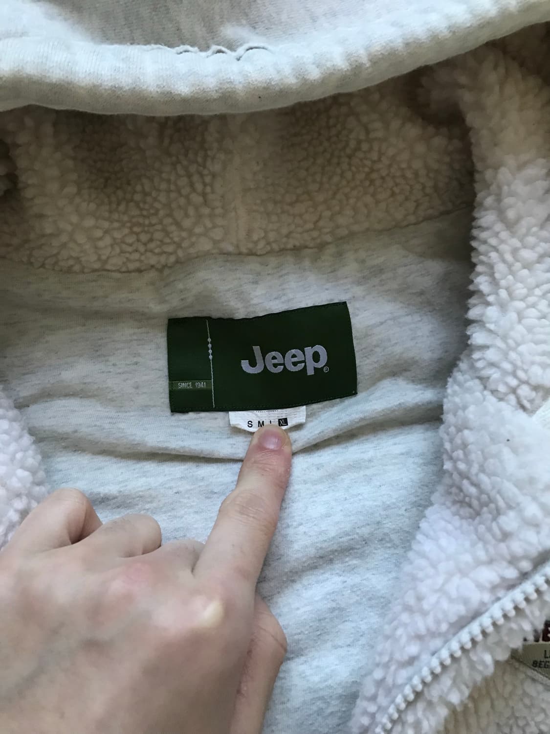 지프 클럽 패치로고 플리스 아이보리 후드집업 기모 상품이미지6