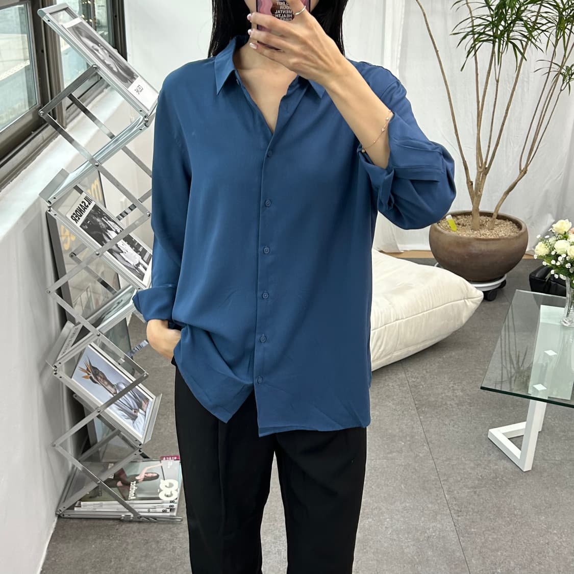 유니클로 블루 셔츠 상품이미지3