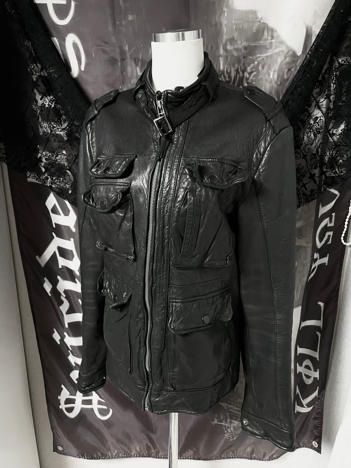 ITALY Sheepskin 벨티드포켓레더자켓 양가죽디올에디슬리먼st 상품이미지6