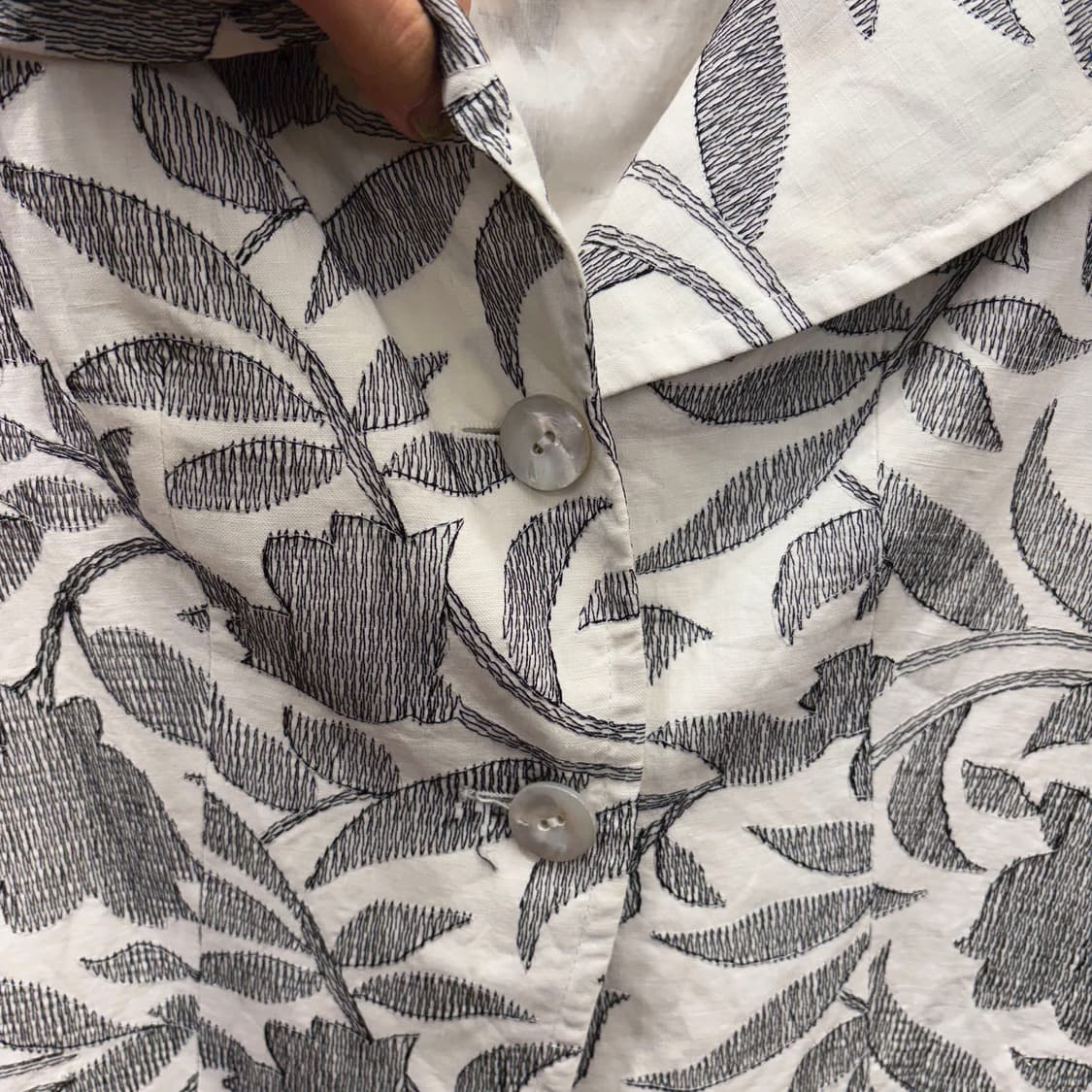 막스마라 린넨 블렌드 테일러드 자켓 그레이 플로럴 자수 디테일 아이보리 상품이미지6