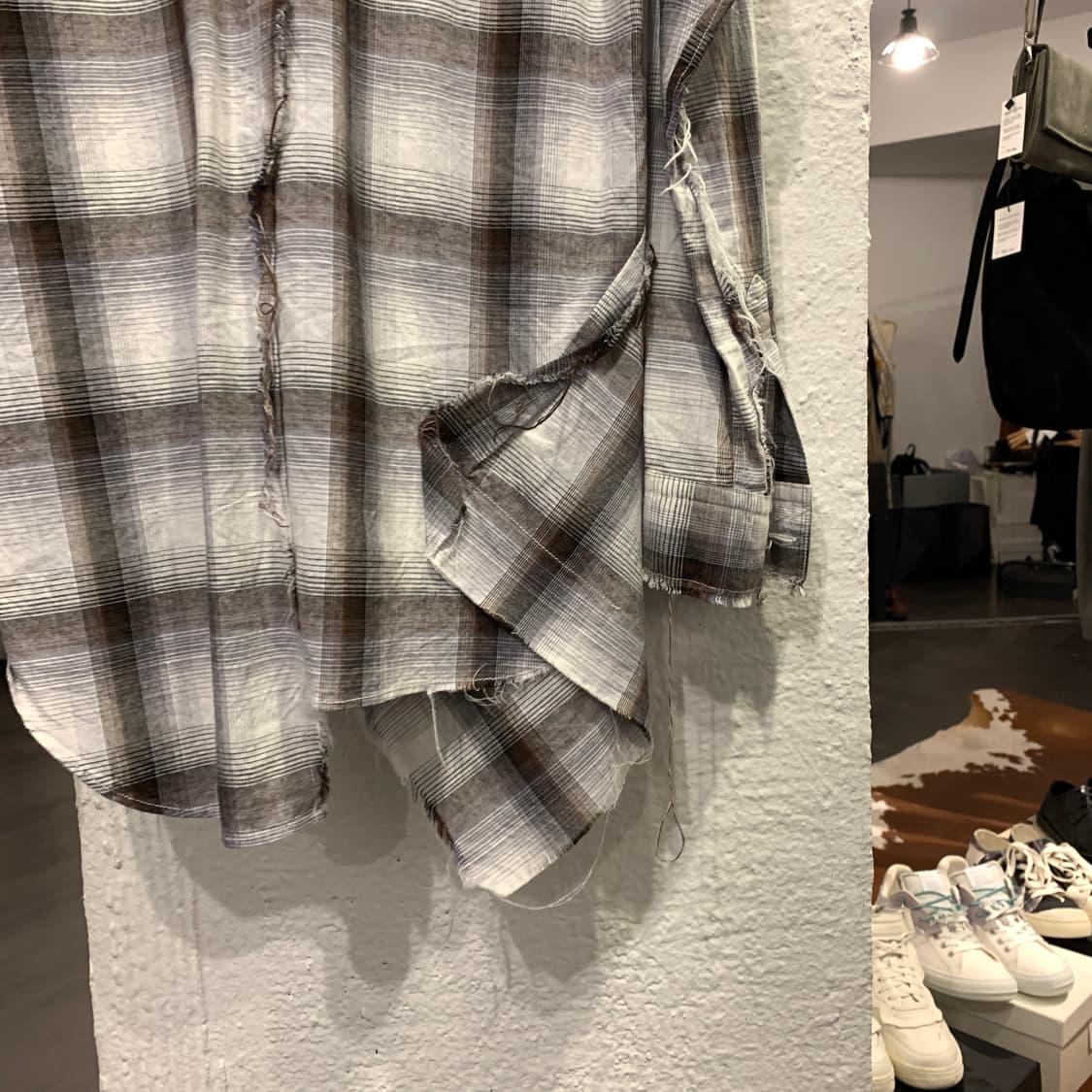 미하라 야스히로 비대칭 리메이크 체크셔츠 상품이미지3
