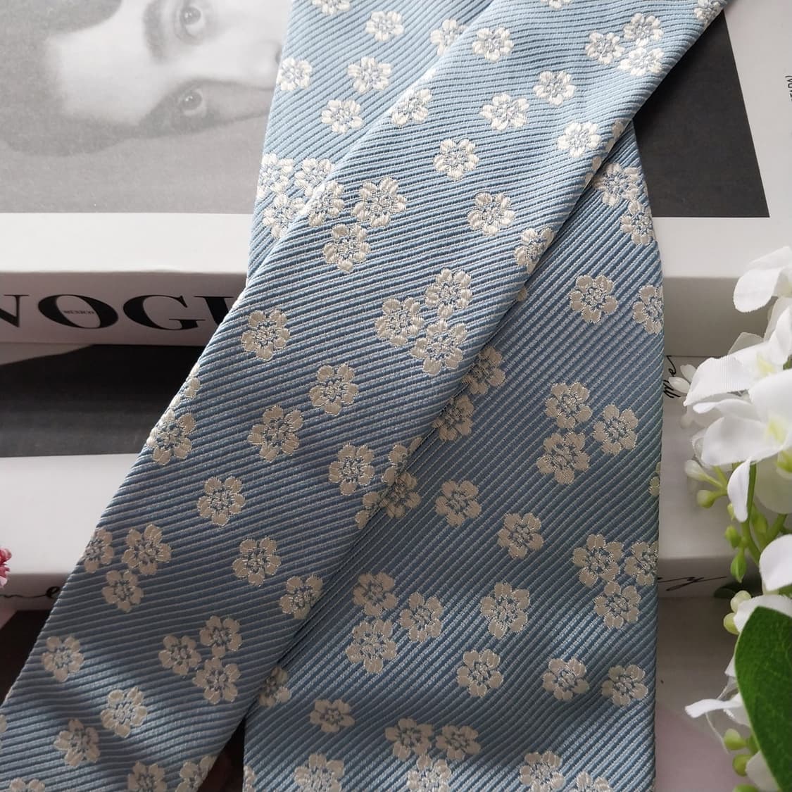 알테아 실크 하늘색 플라워 자카드 넥타이 8.9cm A+등급 K1574
 상품이미지4