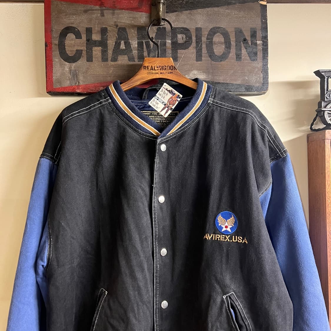 AVIREX Varsity Cotton Jacket Black/Blue 상품이미지2