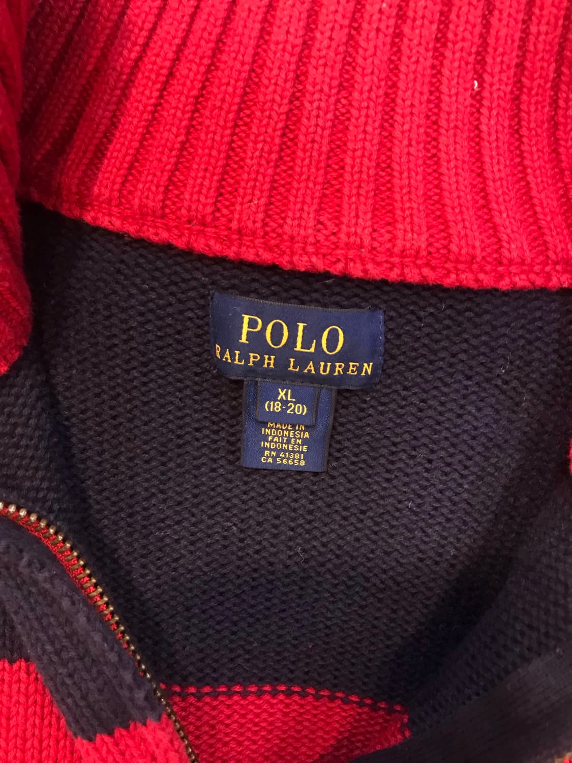 폴로 스트라이프 배색 빅포니 하프 집업 니트 상품이미지4