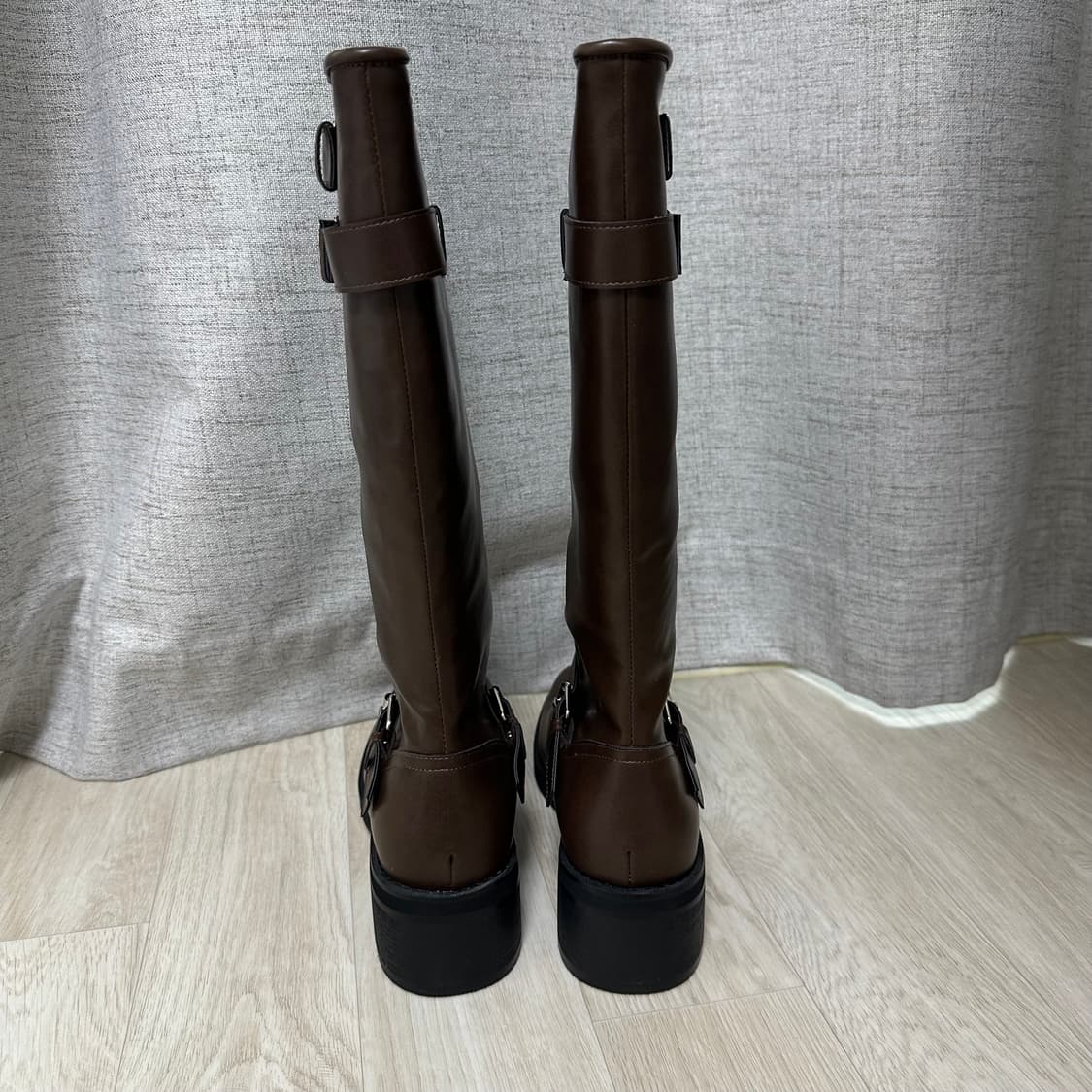 팜므뮤즈 사이드 버클 레더 롱부츠 브라운 245 새상품 상품이미지3