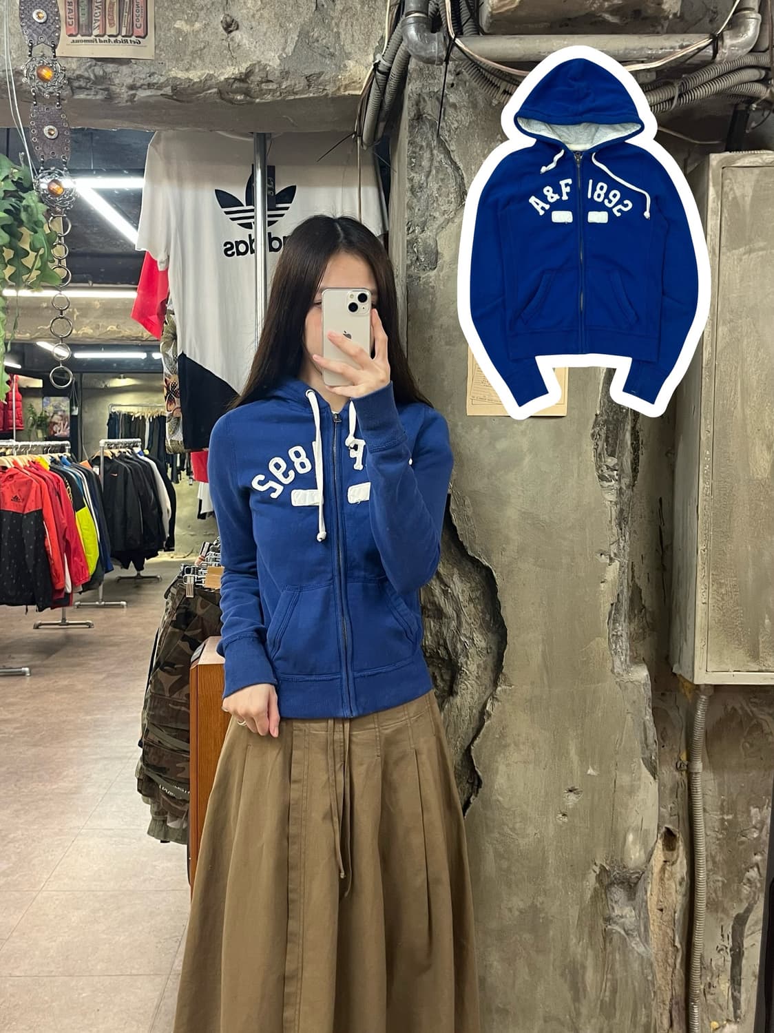 아베크롬비 후드집업 블루 XS #csz1672 상품이미지1