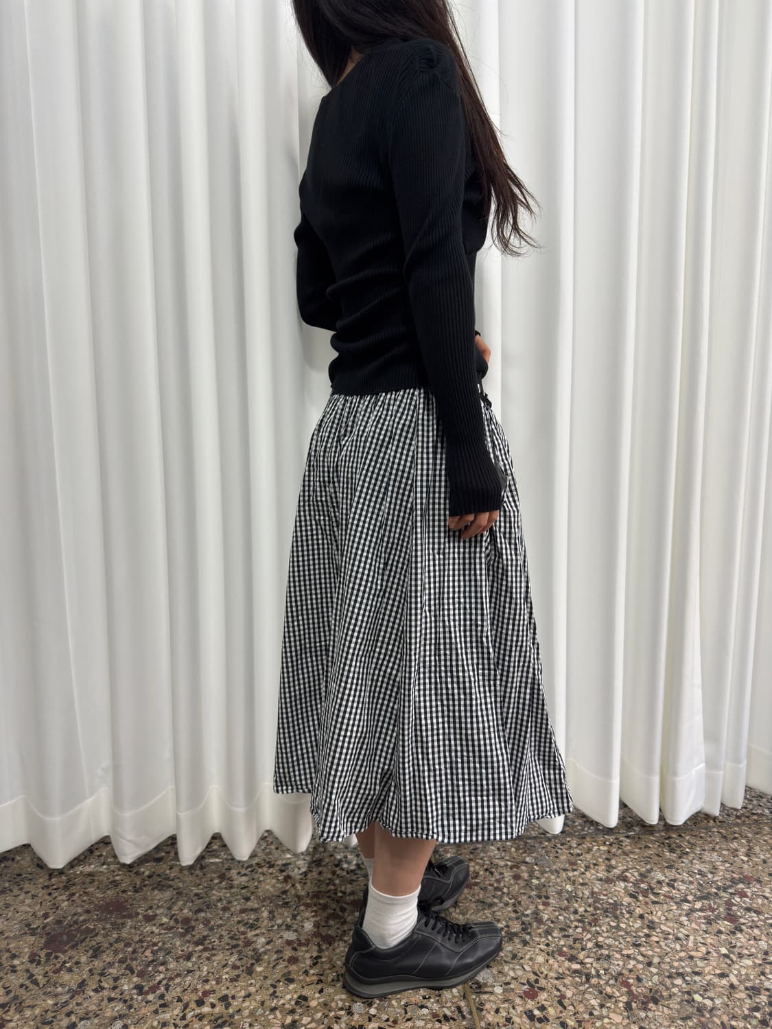 global work check skirt 상품이미지4