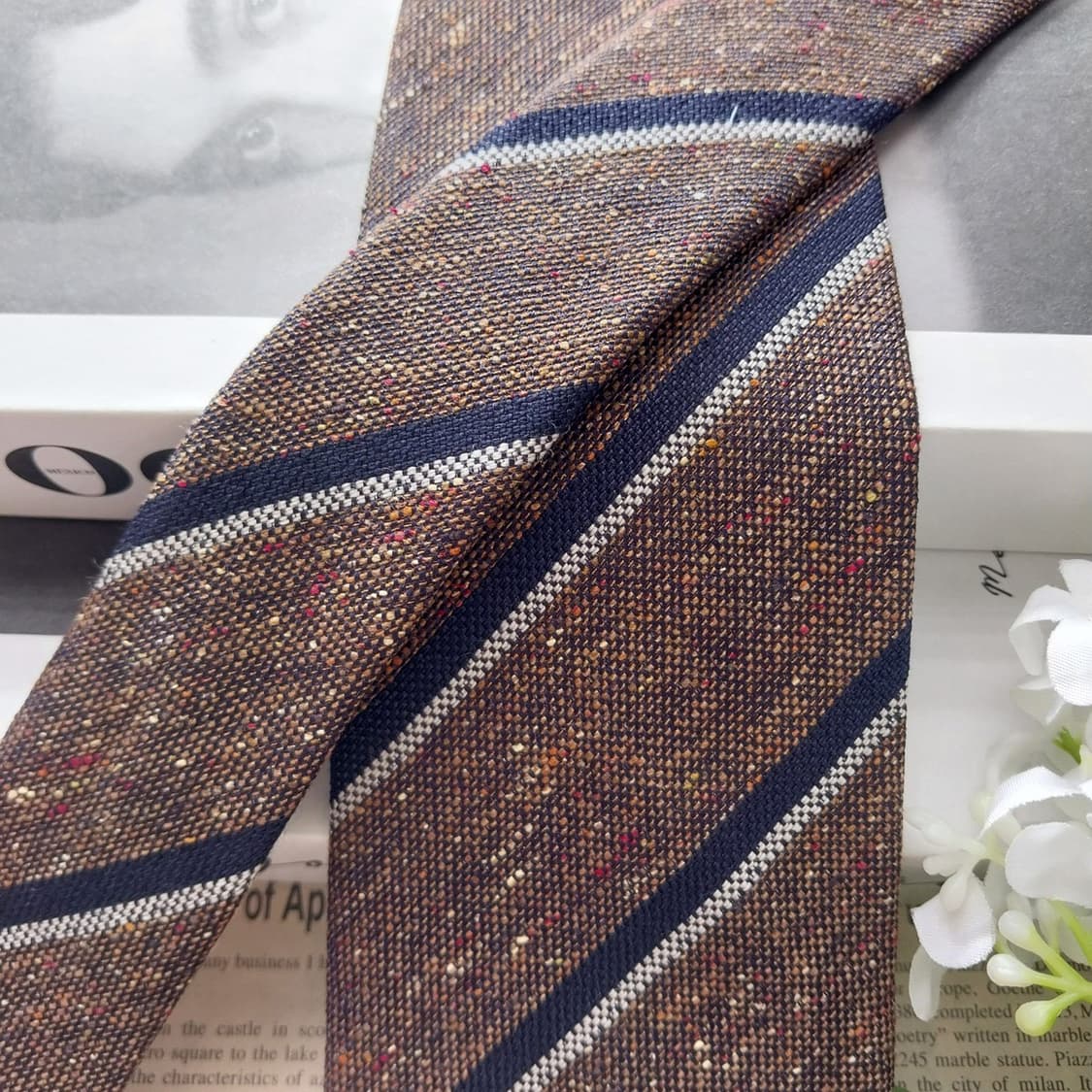 에스티듀퐁 넥타이 브라운 스트라이프 8.2cm A+등급 K2205 상품이미지4