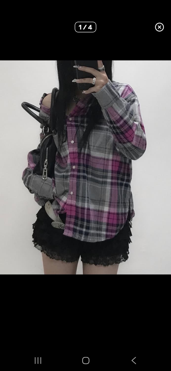 y2k 갸루 펑크 체크 셔츠 상품이미지1