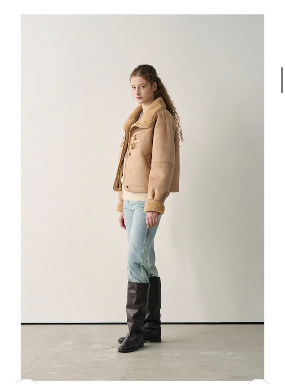 (새상품)(M) 드로우핏 우먼 우드 버튼 오버핏 시어링 자켓 무스탕 판매 상품이미지5