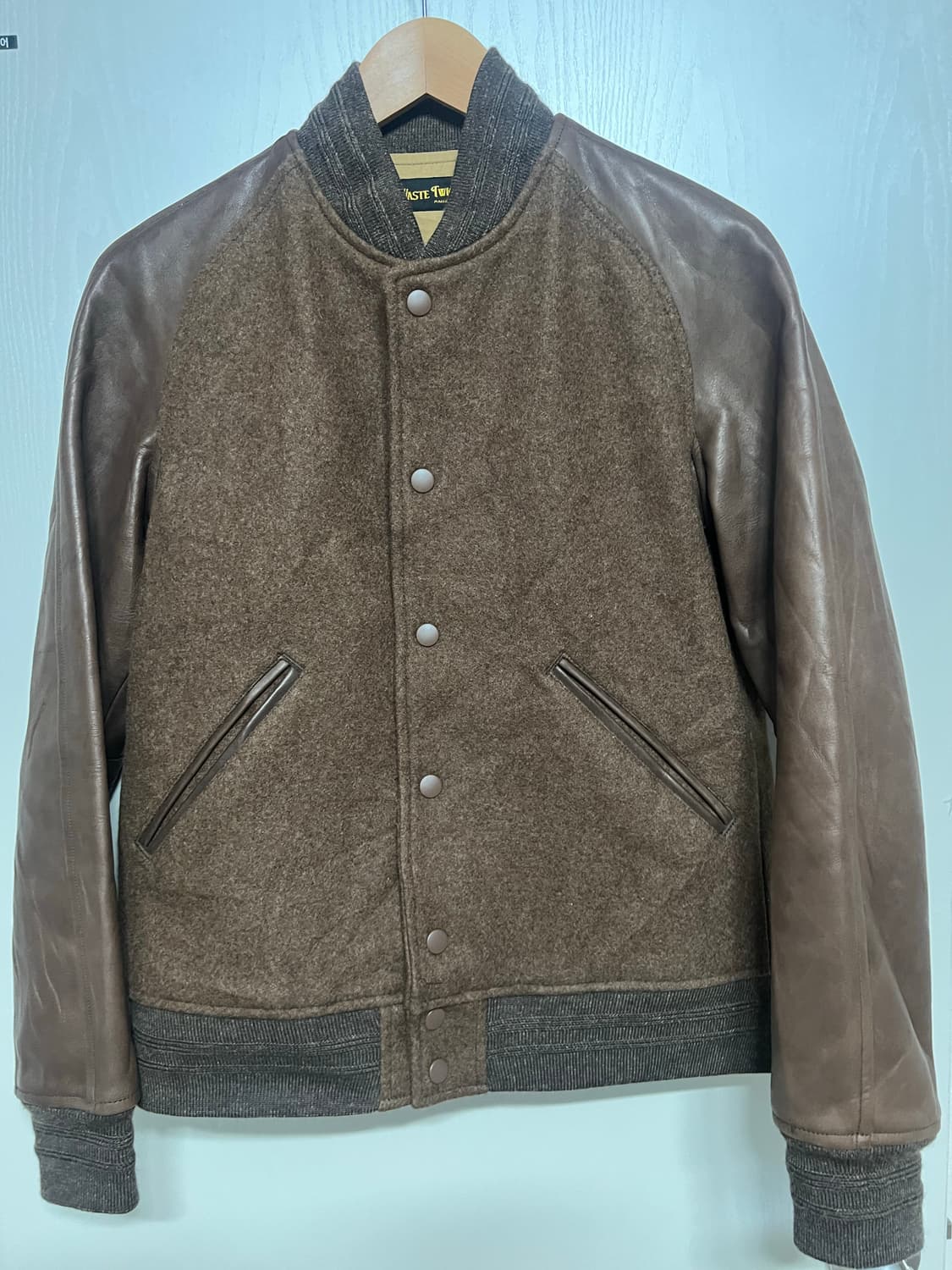 Waste Twice 말가죽 소매 스타디움 자켓 상품이미지1