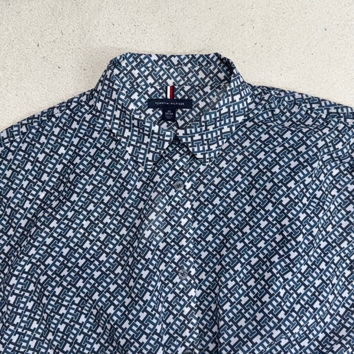 새상품 TOMMY HILFIGER 모노그램 시폰 미니 드레스 XS 상품이미지2