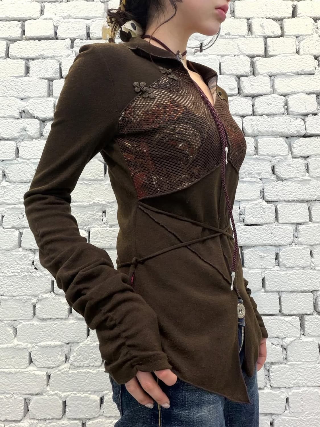 OZZ ON Shirring Strap Western Long Sleev 상품이미지2