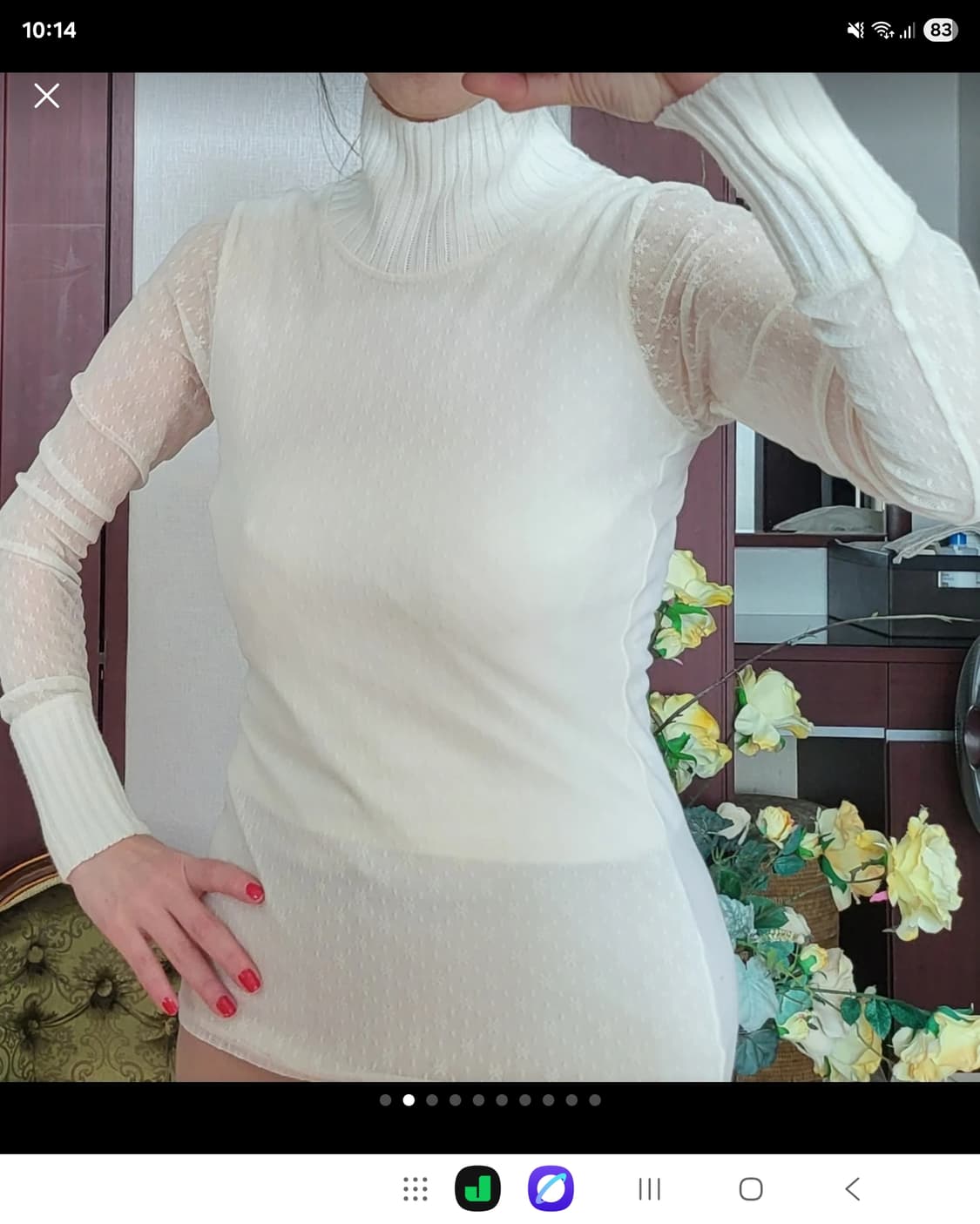 프랑스 모르간 메쉬 레이스 망사 티셔츠  상품이미지2