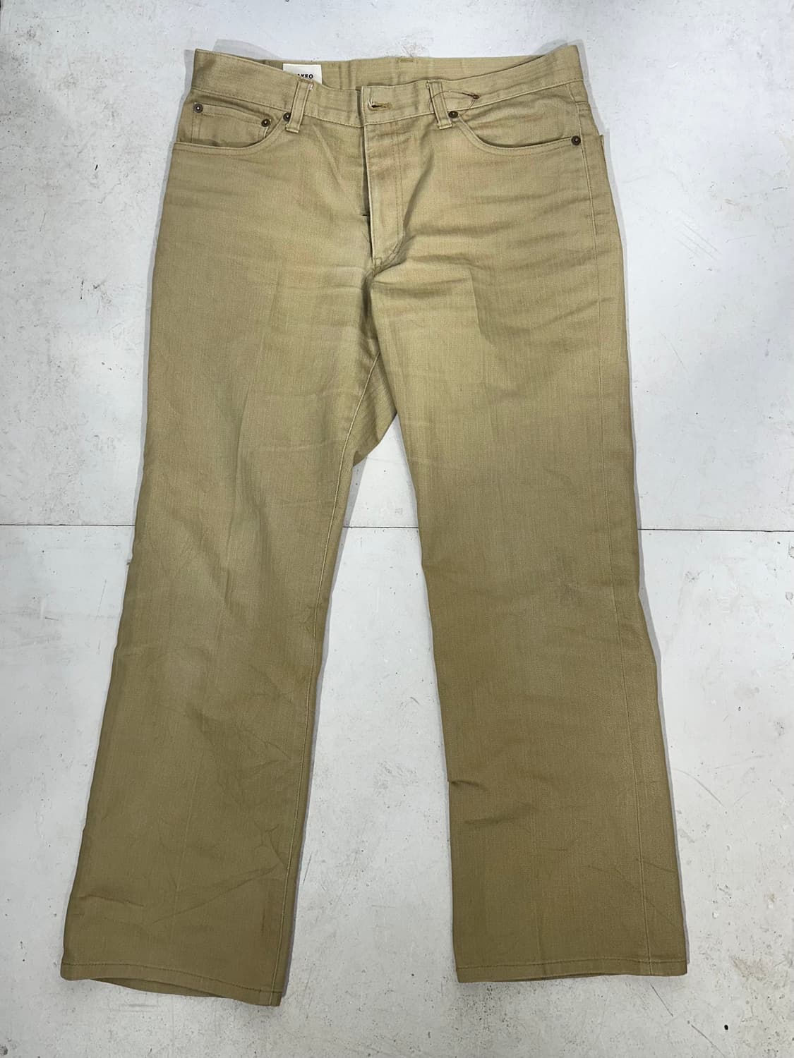 일본 빈티지 타케오 베이지 워싱 워크 데님 팬츠  상품이미지4