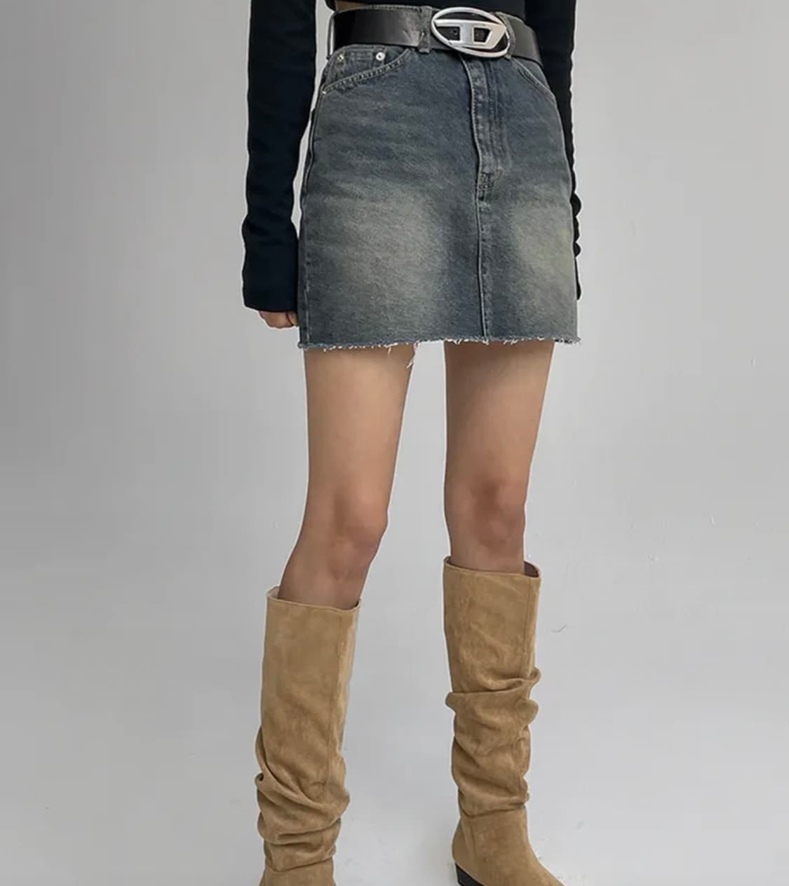 블랙업 오벳 워싱 데님 미니스커트 S 상품이미지1