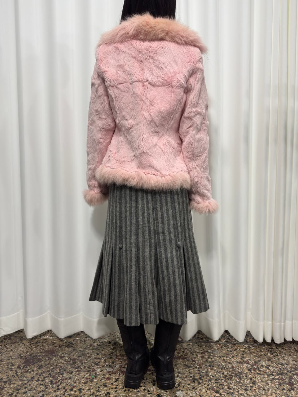 etoile selection pink rabbit fur jacket 상품이미지6