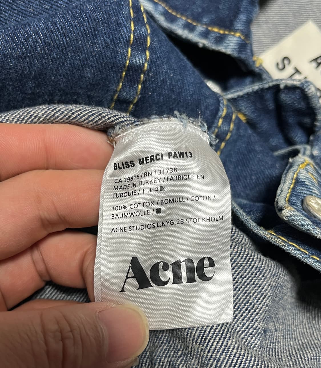 아크네스튜디오 크롭 중청 데님 청자켓 S 상품이미지8