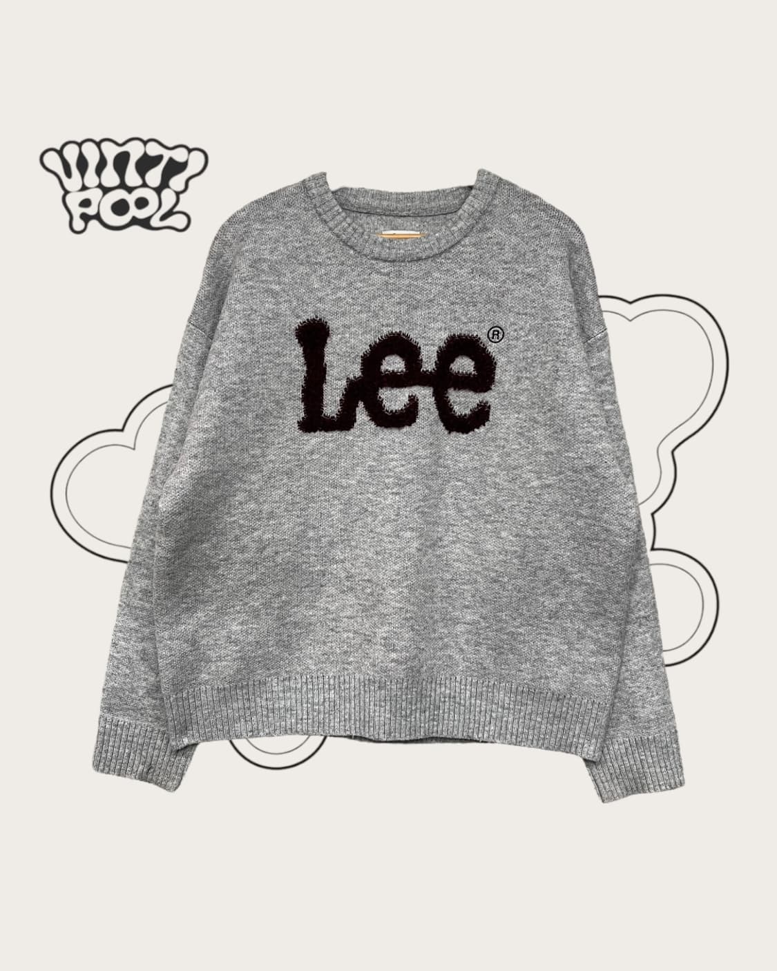 LEE 부클 빅로고 니트 라이트그레이 상품이미지1