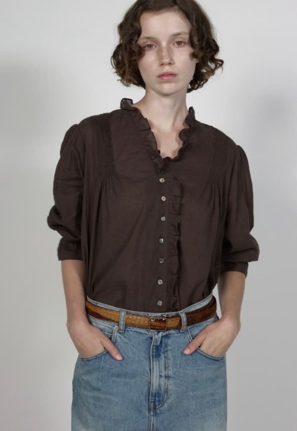 비아플레인 빅토리아 블라우스 브라운 상품이미지1