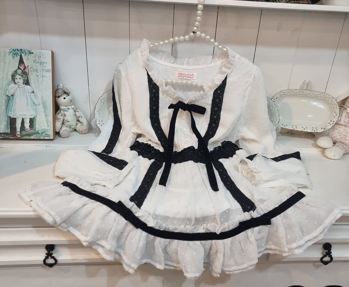 TralaLa 트랄라라튜닉블라우스 리본 프릴 미니원피스 상품이미지9