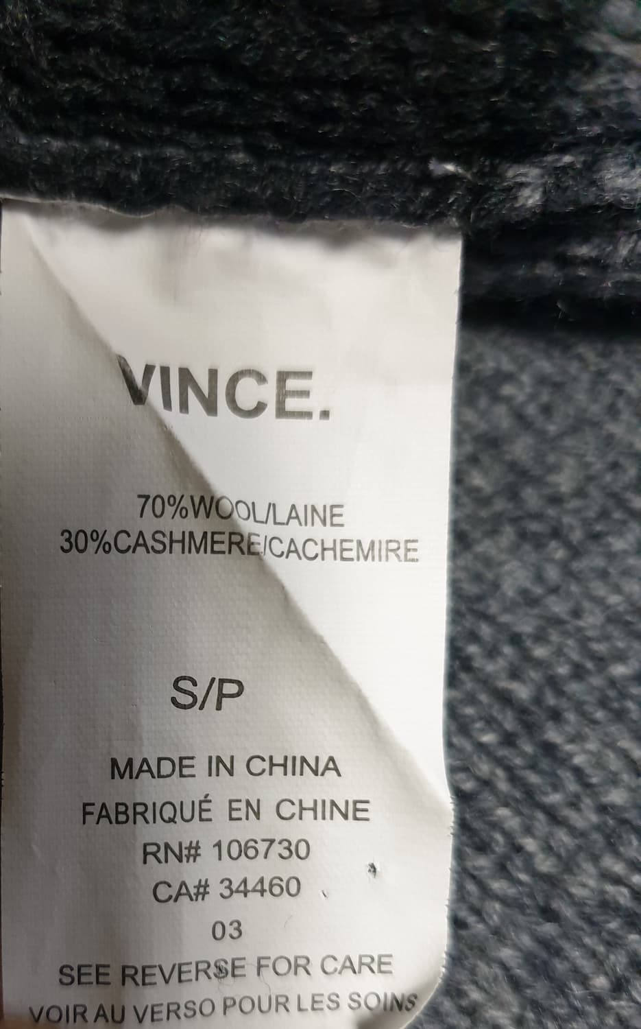 VINCE 빈스 캐시미어 울 버튼리스 하이넥 롱가디건 그레이 (S) 상품이미지3