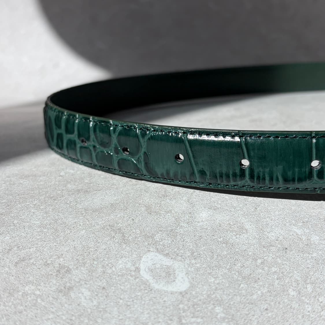 Oribell 크로커다일 페이던트 소가죽 골드버클 미니멀 버클 벨트 상품이미지7