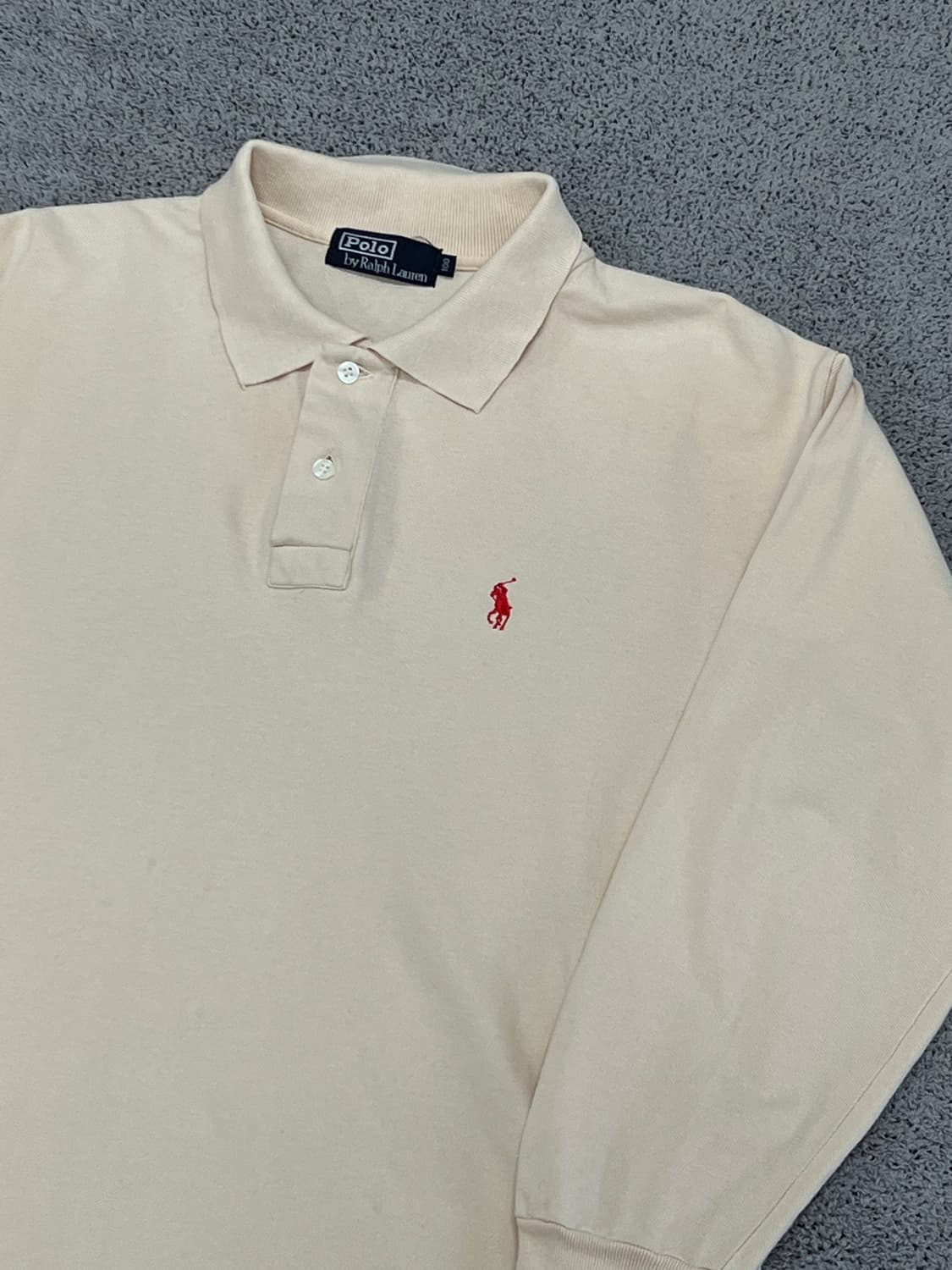 (100) 폴로랄프로렌 레드포니 베이지 긴팔 카라 티 상품이미지2