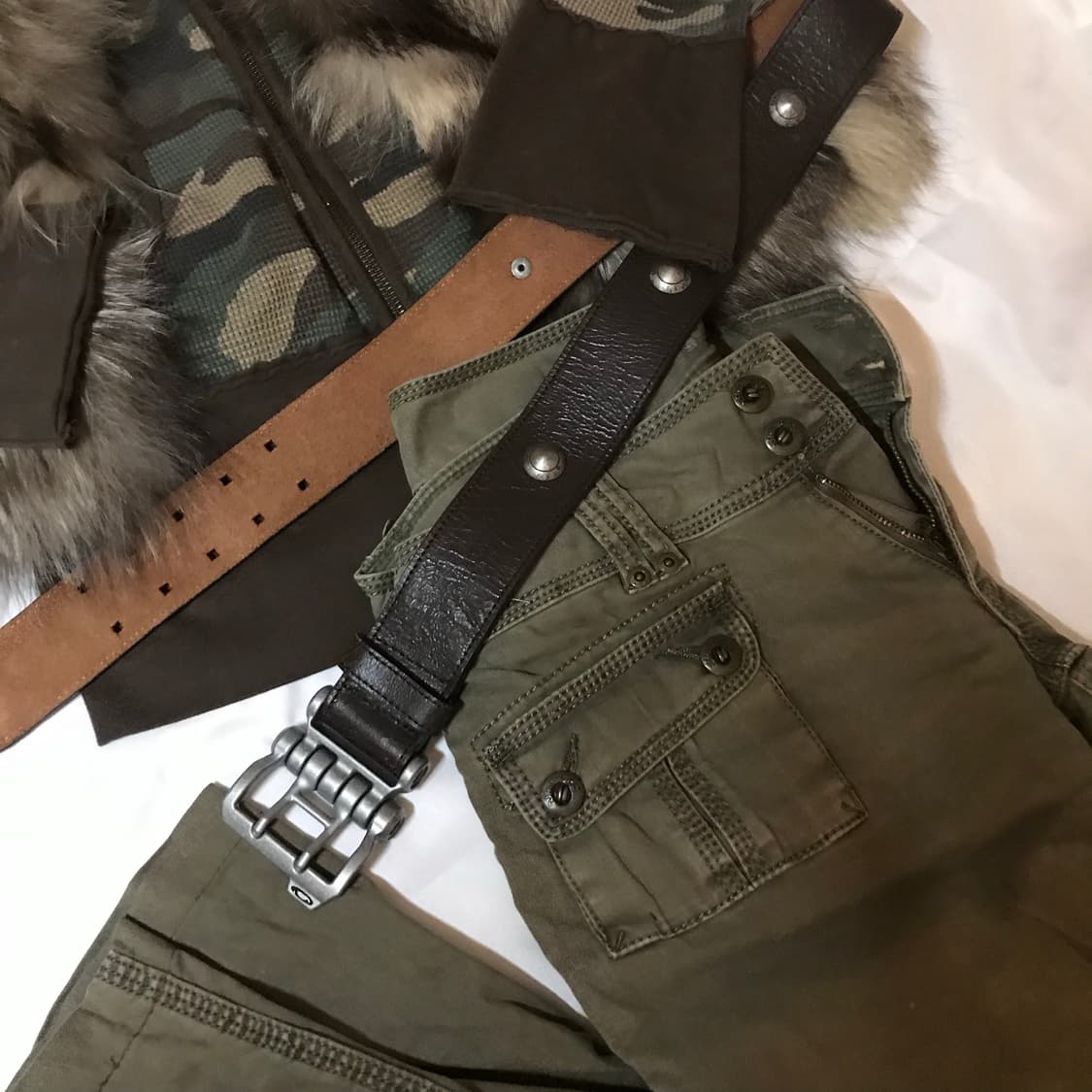 빈티지 카모 후드 벨트 셋업 상품이미지5