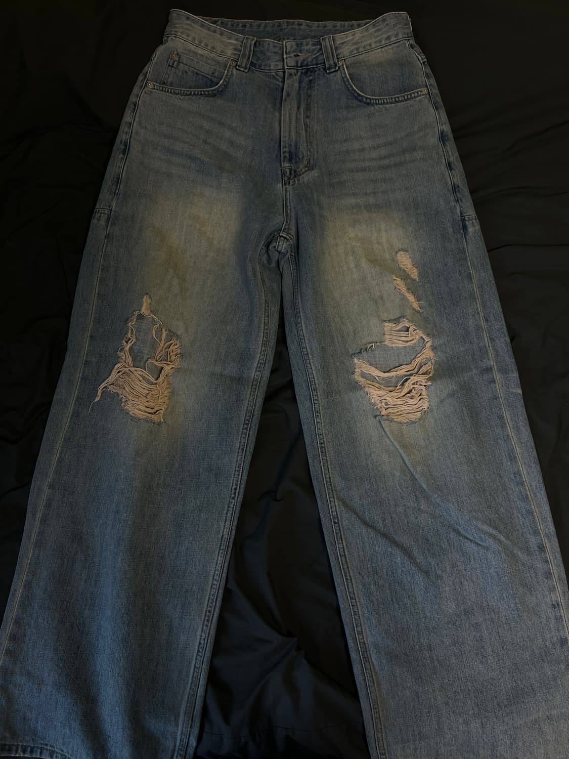 노운 디스트로이드 와이드 데님 상품이미지1